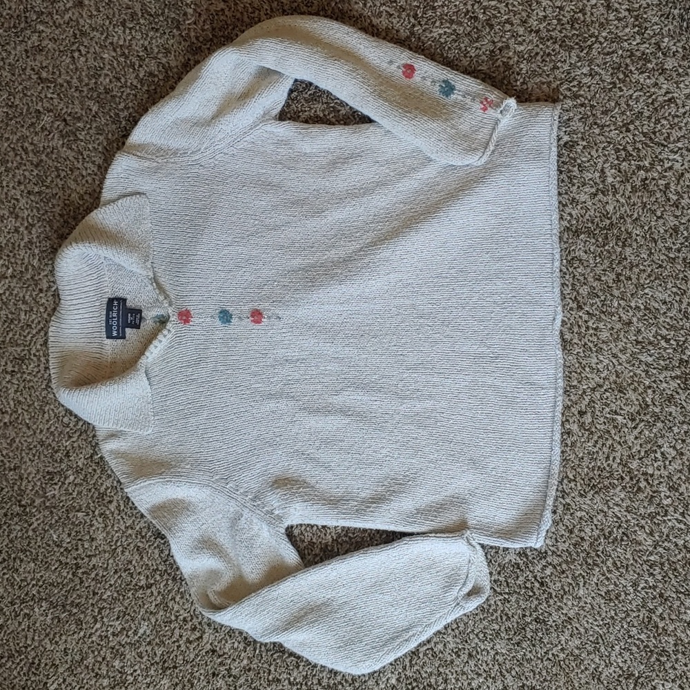 VTG Woolrich Floral Knit Sweater Women's Natural Size M Petite